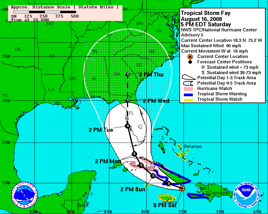 Looks like Fay is making a bee-line for the Tampa Bay area! 