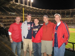 the groomsmen at Progressive Field after the game