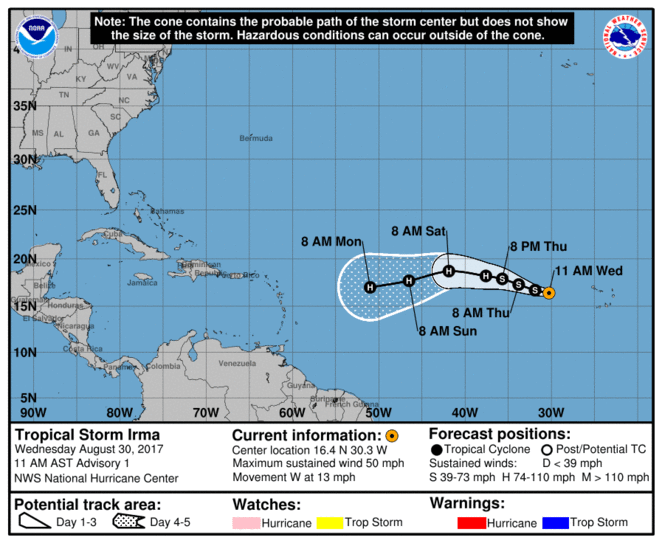 animated Irma NHC forecast cone