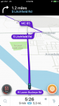 Waze shows us crossing a river