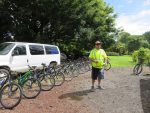 Blaine gets the bikes ready