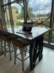 my "standing desk" in the lobby