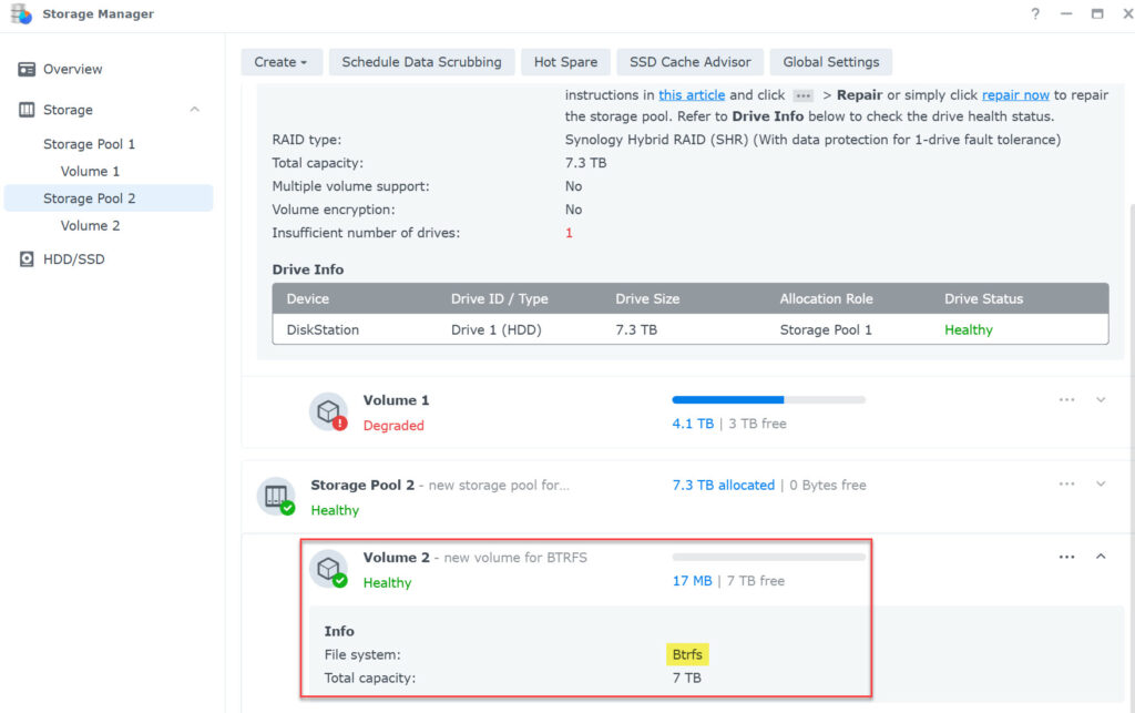 new btrfs storage pool