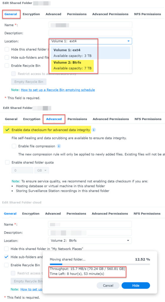 moving shared folder to btrfs volume
