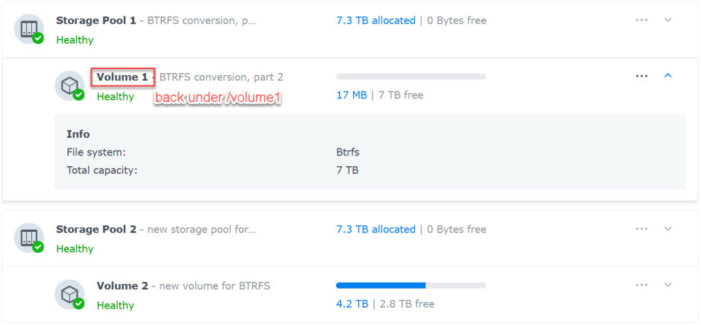new btrfs /volume1