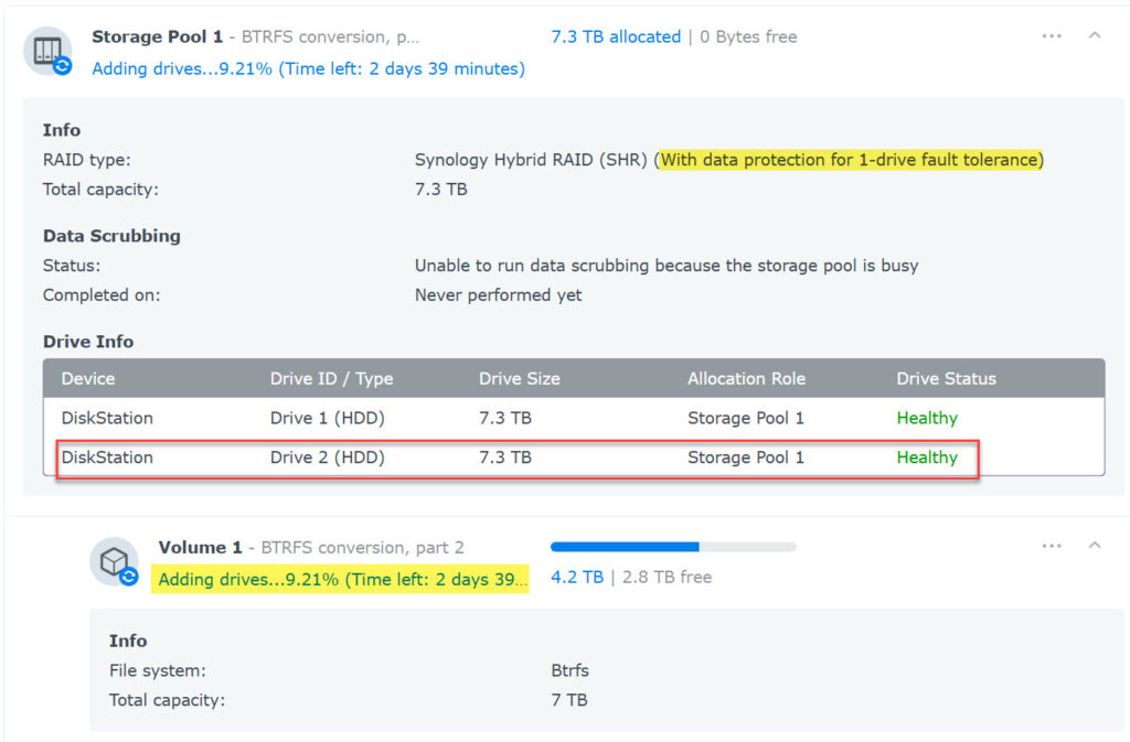 adding drive back to btrfs volume